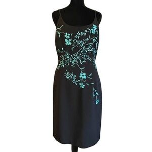 Maggy London Embroidered Floral Beaded Straps Cocktail Dress Women's Size 8